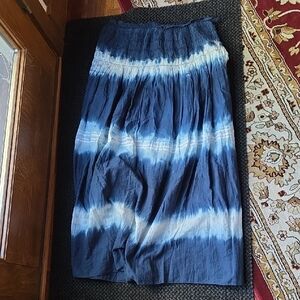 Johnny Was Navy and White Maxi Skirt